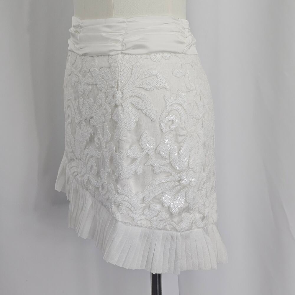 Naked Wardrobe The Statement White Sequin Ruffle Mini Skirt Women's Size M NWOTF - Picture 5 of 15